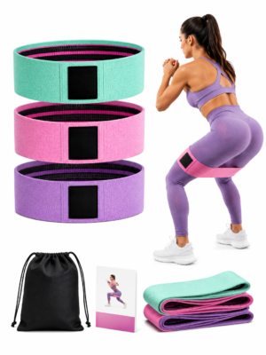 Kit Faixa Elástica Hip Mini Band Resistência Alto Nível Fitness 3 Peças