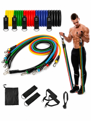 Kit Tubing Elástico 11 Itens Treinamento Funcional Academia Cross Fit